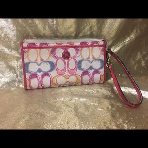 Coach Wristlet Pink/White/Colorful